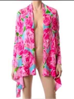 Lilly Pulitzer babs First impressions hotty pink cardigan sweater top